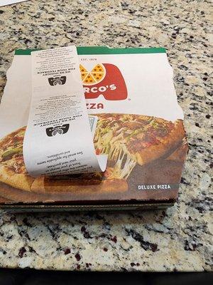 Pizza Box - not sealed for a delivery order