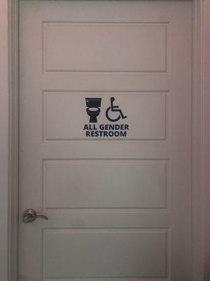 Restroom with shower facility.