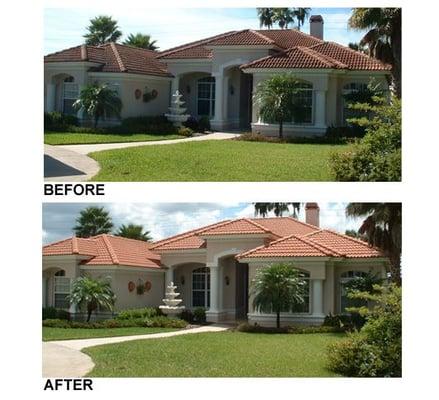 A Barrel Tile Roof we cleaned in New Tampa