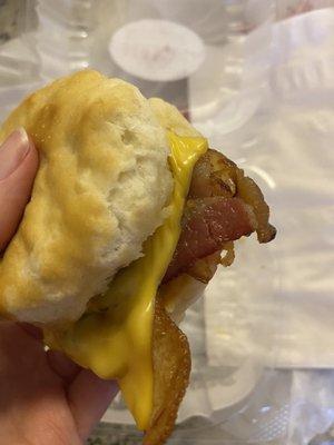 Breakfast biscuit cheese and bacon