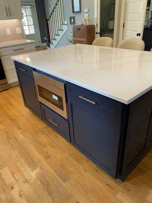 New island with microwave drawer