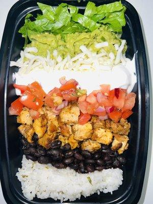 Protein rice bowl with your choice or chicken, steak, or shrimp