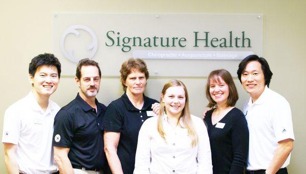 Signature Health Staff from left to right: Daniel Bae, Scott Hills, Wendy McKee, Andrea Kroese, Patty McDuffey, and John Tuttle