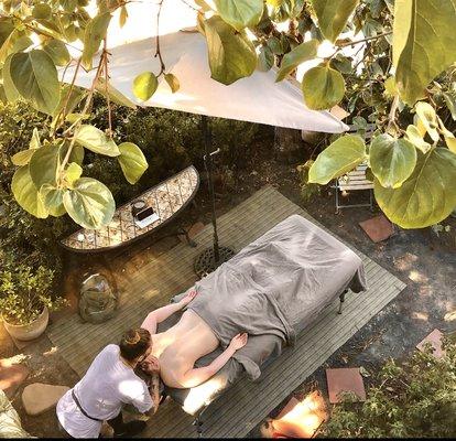 Yes, we can do massage therapy in the comforts of your backyard or patios!