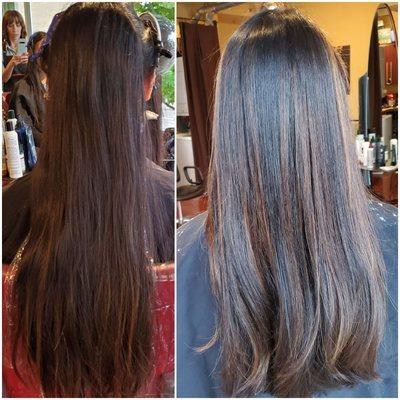 Balayage and haircut. Before and after