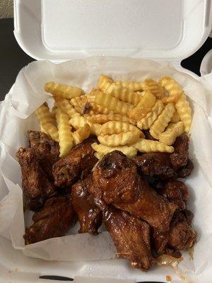 BBQ wings and fries