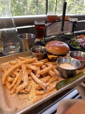 BBQ burger (with fried onion strings) I can't remember the name! Tasty! W/ truffle fries