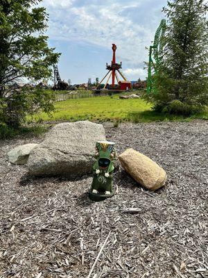 One of the Tamariki statues hidden around the park! There are so many of these to find and see and they're so fun