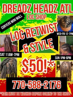 New client special. Ask for Brooklynn. Ig Dreadz Headz ATL.