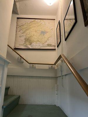 Old map of Roanoke in the creaky stairwell