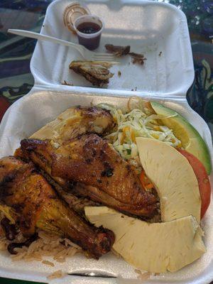 Jerk chicken meal, $12 on doordash. Really good