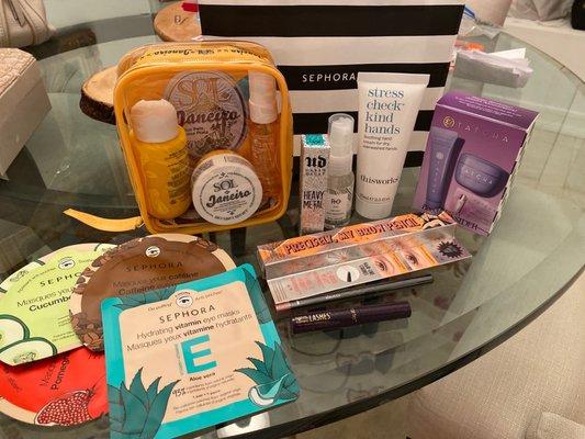 Grand Opening Scored!!  I purchased 3 items yellow bag bum cream  Urban decay EL & eye masks . All other items were gratis!