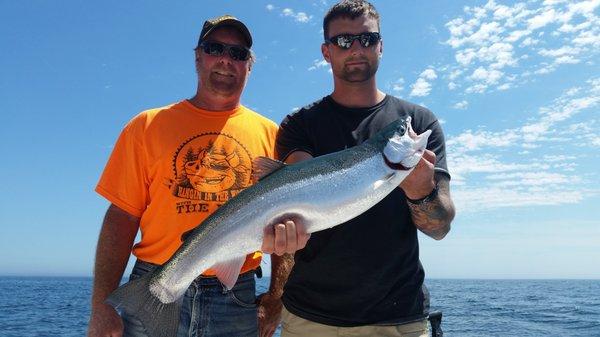 A big rainbow trout in Sheboygan, Wisconsin