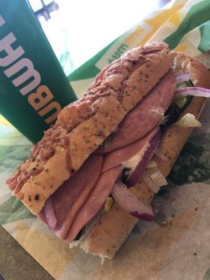 Cold cut with Italian herbs and cheese bread.