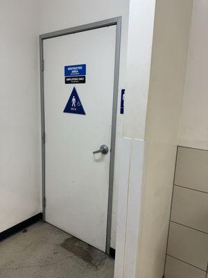 Bathroom marked "employees only".