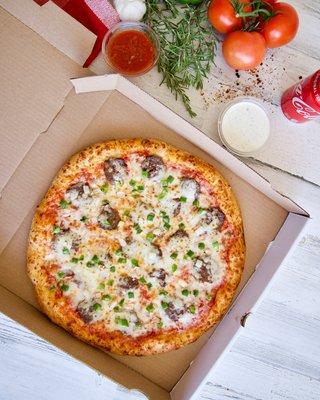 italian sausage,onion green pepper pizza