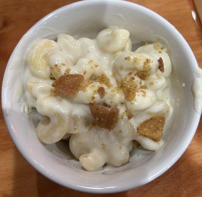 Passable, mac & cheese with breadcrumbs, adding nothing