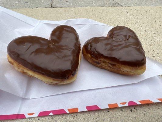 Boston Creme donuts for a heart makeover for Valentine's Day.