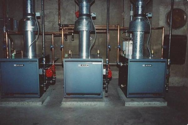 Multiple commercial boilers installed