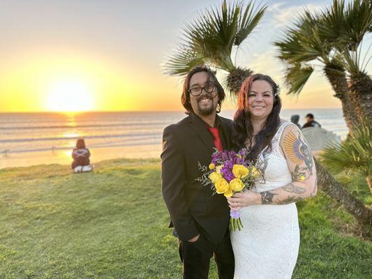 Wedding on the beach with my beautiful bouquet