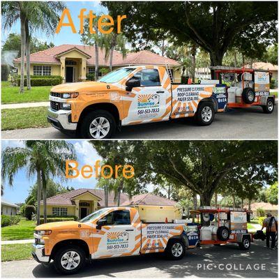 Before and after roof cleaning No pressure