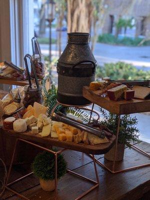 Cocktail hour food. Assorted cheese and crackers.