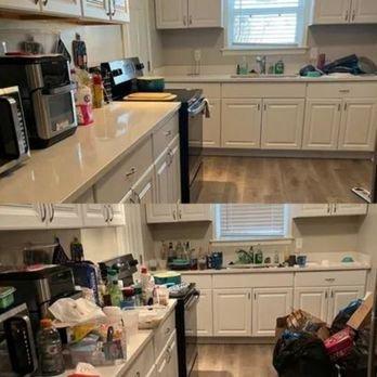 Before and after pictures of a kitchen we did