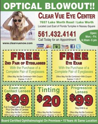 New Specials at Clear Vue.  Mention this ad for deep discounts.