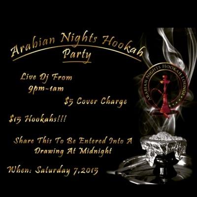 Event coming up on March 7th, live DJ at 8pm, $5 cover charge and $15 hookahs!