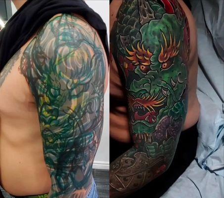 Before/after  
#coverup by Ed Cuellar 

#brooklyn #brooklyntattooshop #eclipseinknyc