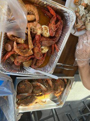 Family  Cajun Seafood  Combo w/ Blue Crabs.