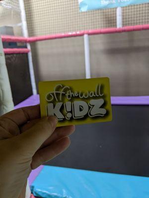 The card you need to play arcade in front of the trampoline