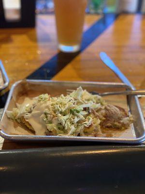 Steve's Way; corn bread party, pulled pork, slaw, white sauce