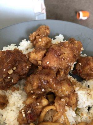 Sesame chicken and rice