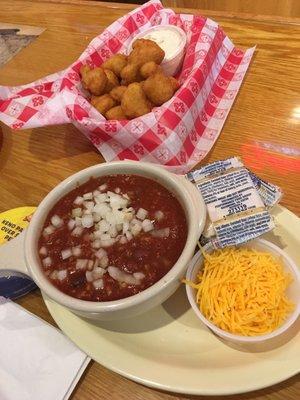 Chili (side) and Fried Cauliflower (app)