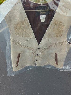 Front of cleaned leather vest