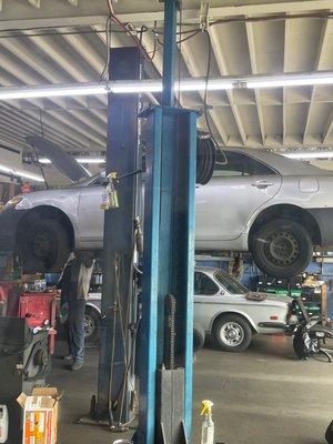 My car being serviced :)