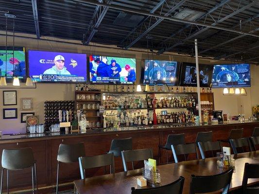 Photo of the bar from the table along the furthest wall. Clean and inviting.  Just ordered food so, I'll be back to comment in about 40min.