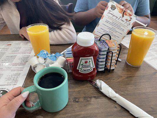 Orange juice and coffee