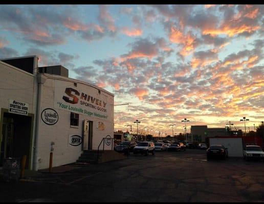 Back lot of Shively sporting goods