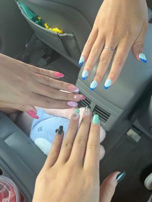 These are my friends and her sisters nails also along with mine! They did an amazing job