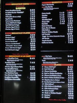 Drive-Thru menu as of 3/20/22.  1 of 2