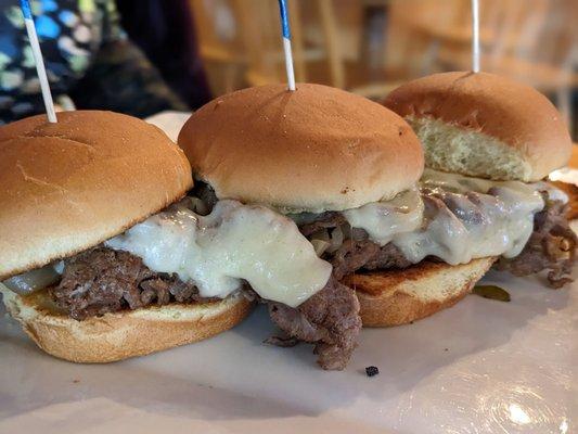 Philly green chili sliders