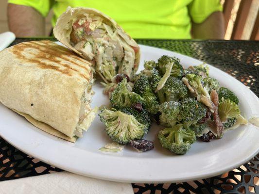 Kickin Chicken Wrap with Broccoli Salad