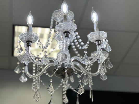 One of the chandeliers