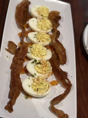 Deviled eggs with bacon