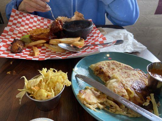 Pork and cheese pupusa