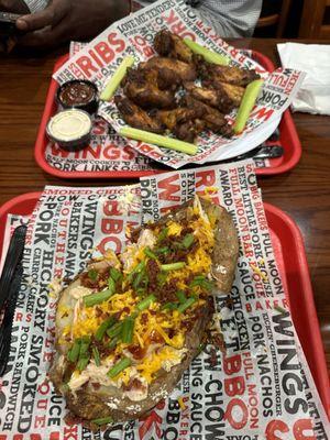 Lemon pepper wings loaded baked potato