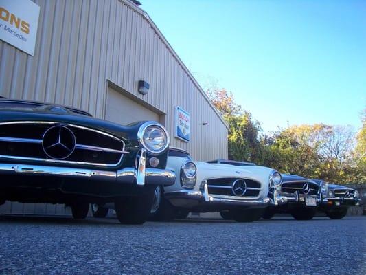 The SL Lineup: 1960 190SL, 1961 300SL, 1969 280SL, and a 1972 350SL