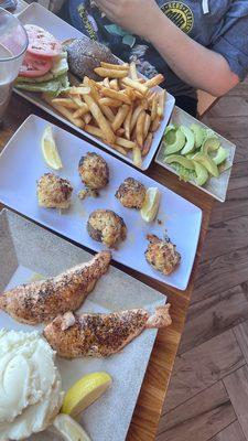 Cautious lunch, salmon, special, and a Portabella burger special.